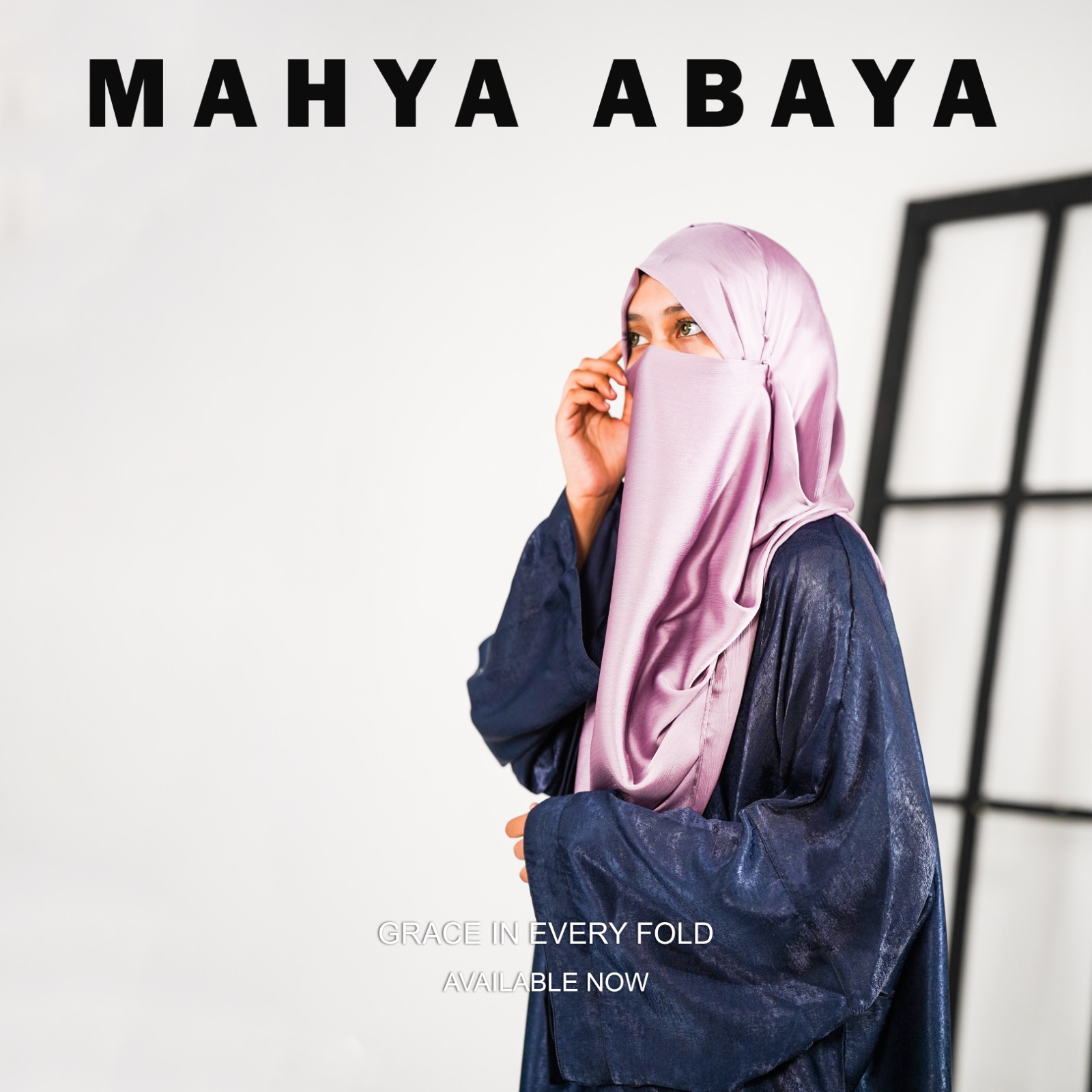 Luxurious Royal Blue Abaya With Silk Hijab - Mahya Abaya